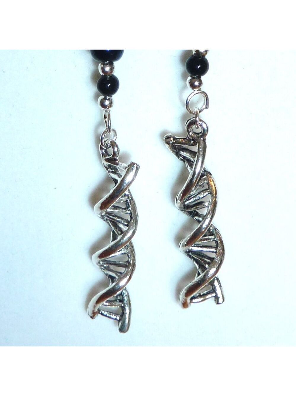 No 994 Handmade earrings with Tibetan silver charms and polished stones
